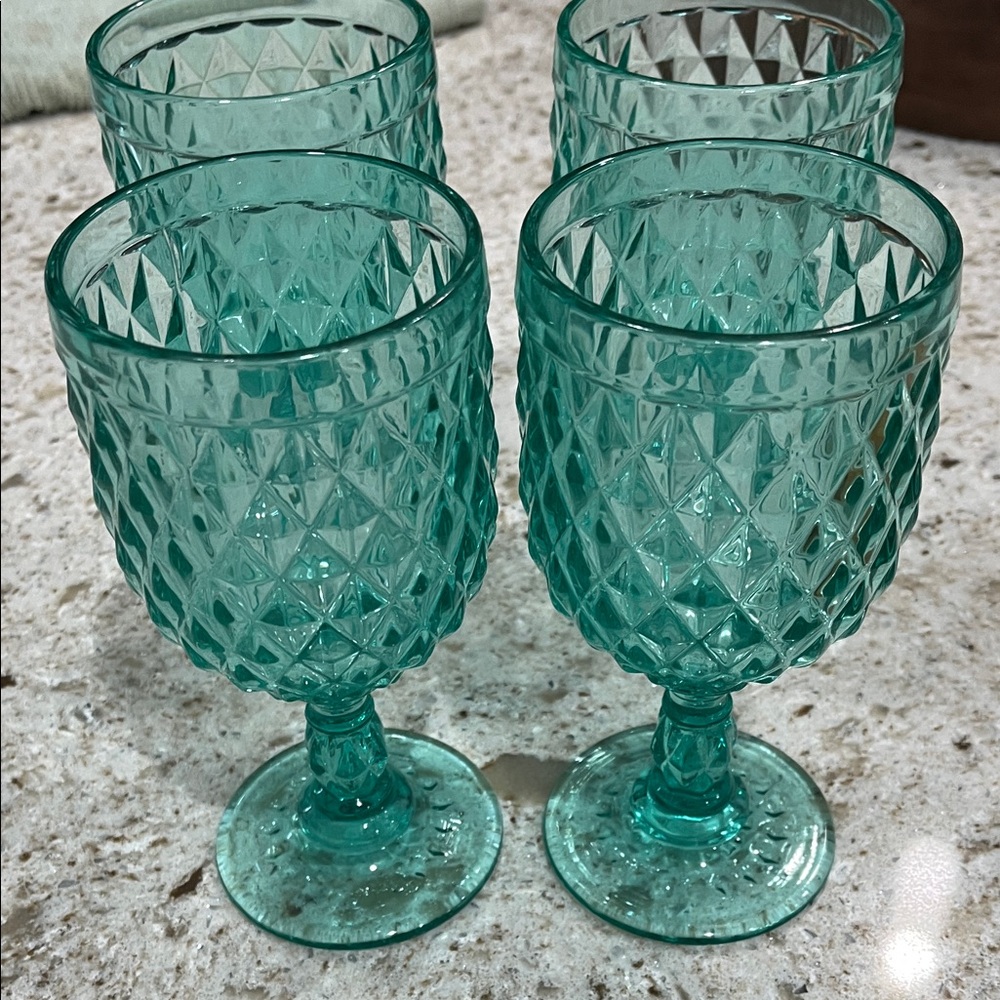 Elegant Teal Goblet Set